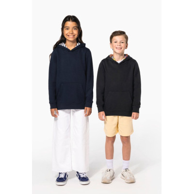 Unisex kids contrast patterned hooded sweatshirt
